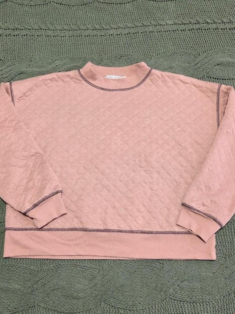 Quilted Pullover Sweatshirt Top Brown Chance Or Fate Buckle Size M